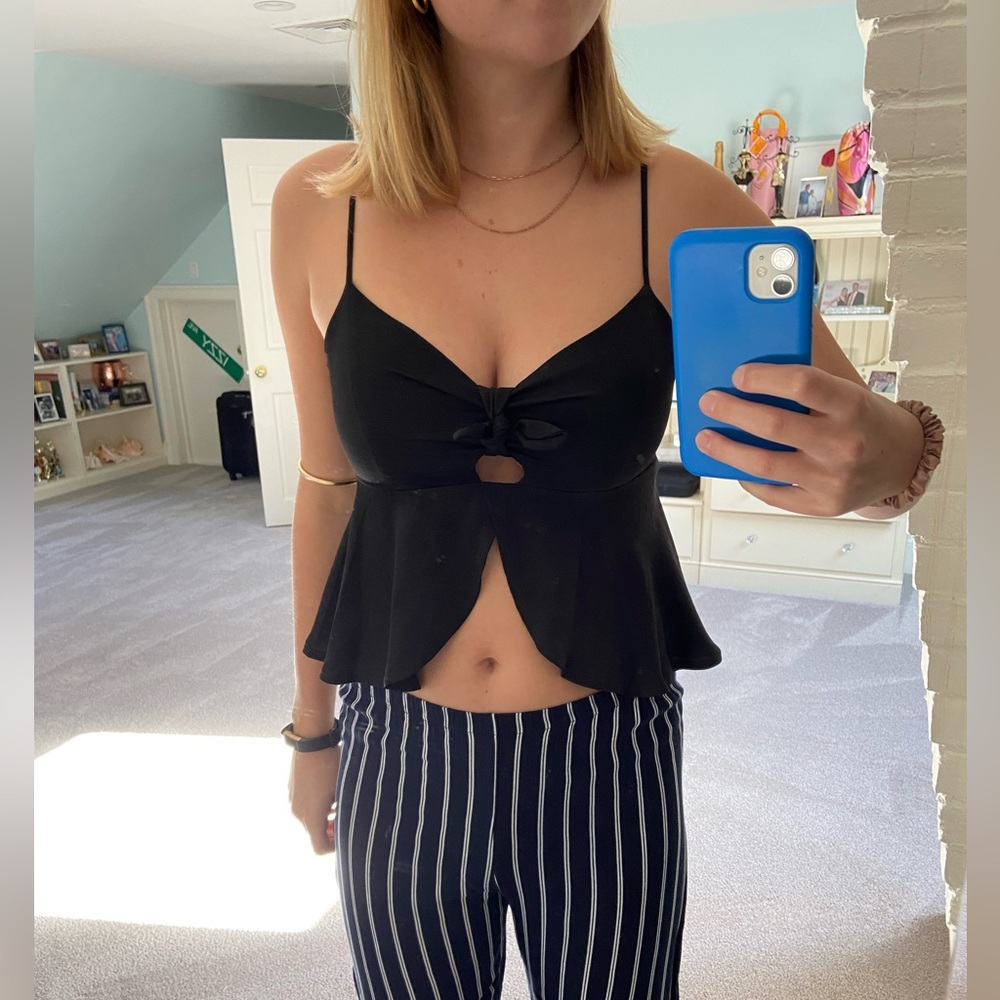 Cotton On (Australia) Black Tie Front Camisole Top